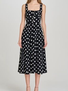 NWT Wayf Black and White Polka Dot Midi Dress